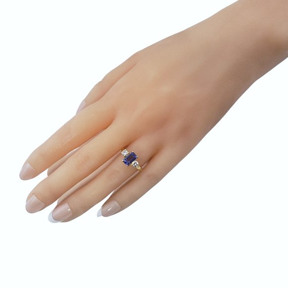 14 Karat Yellow Gold Amethyst and Diamond Ring Size 6 GAI Certified #12083 - Picture 6 of 8